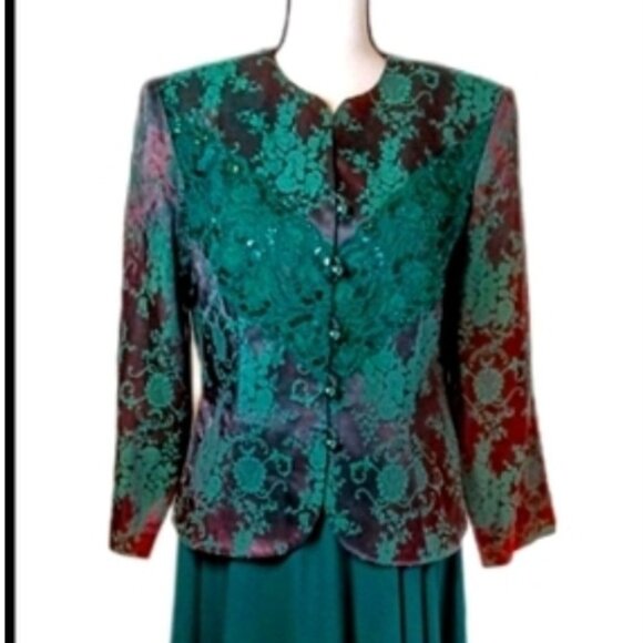 American Vintage :: 80s Glam Nah Nah Women Evening Jacket Skirt Set Size 10P - Picture 11 of 11